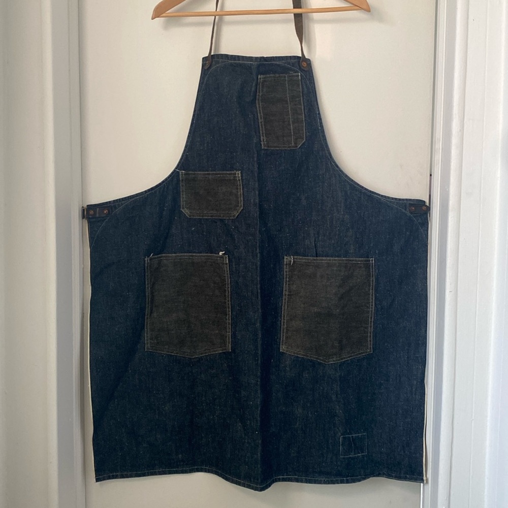 Stanley & Sons denim work apron with pockets